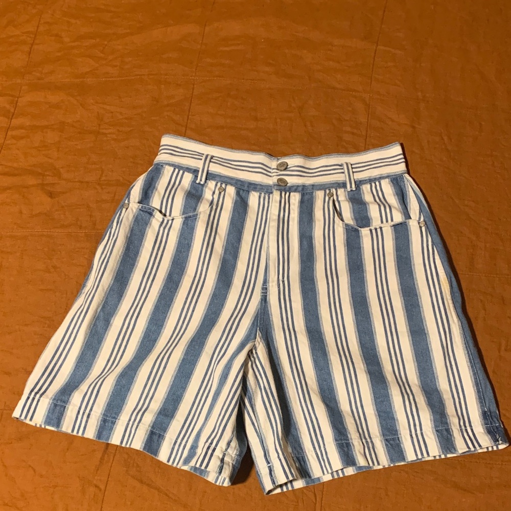 Vintage Gitano Blue and White Striped Jean Women's shorts
